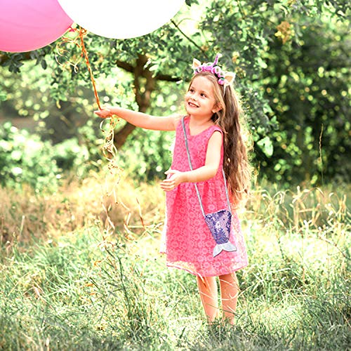 FT-SHOP Monedero Cola de Sirena Bolso Lentejuelas niñas pequeña con Correa para niños Regalo de cumpleaños Fiesta Bolsas Regalo 6 Piezas