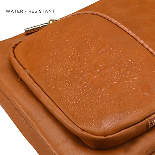 Funda para ordenador portátil cómoda de 13 a 13,3 pulgadas, compatible con MacBook Pro/Air con asa y bolsillo, piel sintética sintética de poliuretano, color marrón