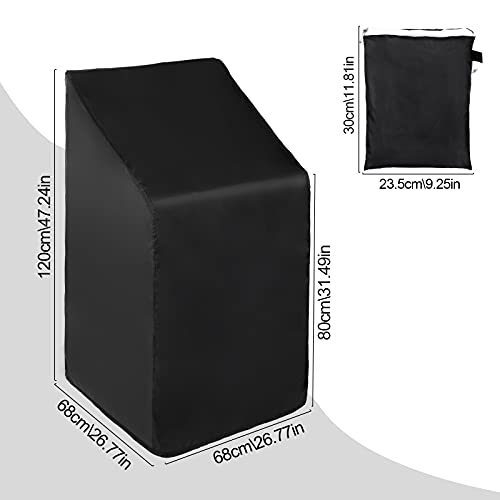 Funda Sillas Apiladas Jardín Impermeable 210D Oxford Resistente al Protección UV Funda Protectora para Silla de Jardín, Cubierta para Silla Exterior jardín Anti-Viento 68 x 68 x 80/120cm