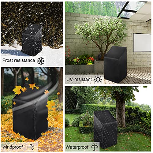 Funda Sillas Apiladas Jardín Impermeable 210D Oxford Resistente al Protección UV Funda Protectora para Silla de Jardín, Cubierta para Silla Exterior jardín Anti-Viento 68 x 68 x 80/120cm