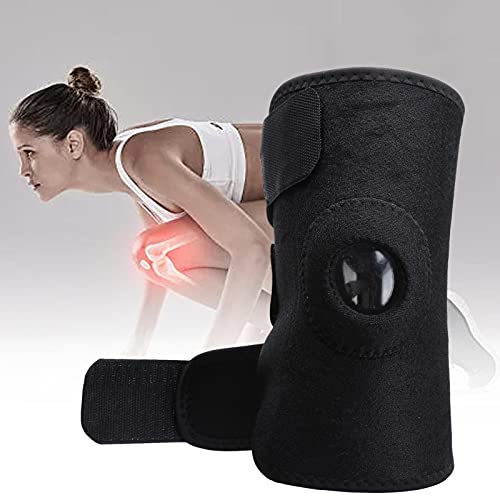 Fyearfly Rodillera, Nueva Rodillera Ajustable, Suave, Soporte de Neopreno Transpirable Abierto con Soporte de Rodilla con diseño de rótula Abierta para Cualquier protección Deportiva (Negro)