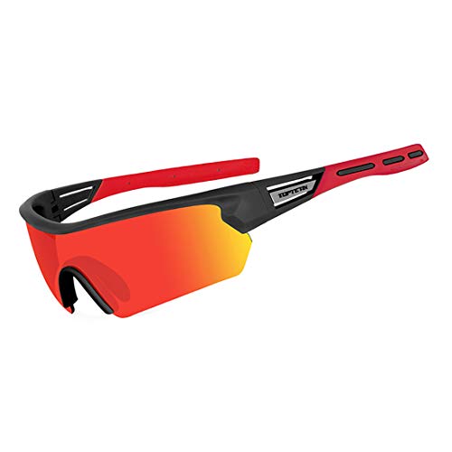 Gafas Ciclismo Polarizadas con 5 Lentes Intercambiables Gafas de Sol Deportivas Antivaho Antireflejo Anti Viento y UV Adaptadas a Deporte Carrera Running Bicicleta MTB para Hombre y Mujer (Rojo)