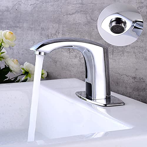 Gangang Lavabo para grifos con sensor de fregadero de baño Grifo automático sin contacto hecho de latón macizo de alta calidad Mezclador de grifo con válvula mezcladora de agua fría y caliente