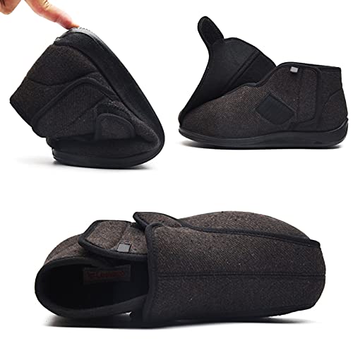 gaoxiao Calzado para Mujer para Pies Hinchados, Zapatillas de Estar por casa Zapatos Diabéticos, Pantuflas Ortopedicas Velcro, para Mayores Artritis(Size:42,Color:marrón)