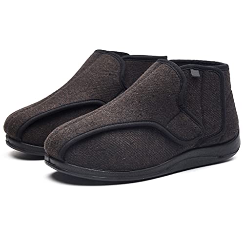 gaoxiao Calzado para Mujer para Pies Hinchados, Zapatillas de Estar por casa Zapatos Diabéticos, Pantuflas Ortopedicas Velcro, para Mayores Artritis(Size:42,Color:marrón)