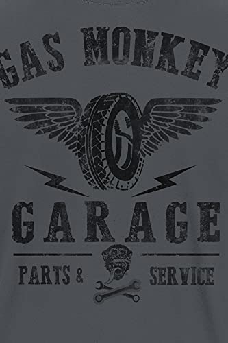 Gas Monkey Garage GMG Tyres Parts Service Camiseta, Gris (Charcoal), M para Hombre