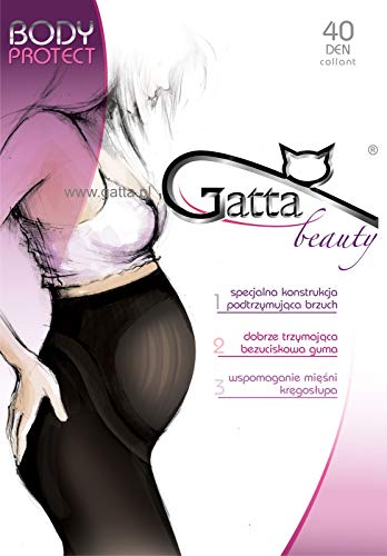 Gatta Body Protect 40den – Medias para embarazadas con parte interior especial suave muy elástica mate negro M