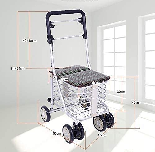 GAXQFEI Andador Andador Estánandador Andador Andador de 4 Ruedas, Ayuda para Caminar de Movilidad Plegable, Asiento Ajustable en Altura Andador para Ancianos, Aluminio