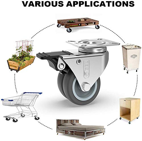 GBL - 4 Ruedas para Muebles + Tornillos 400KG | 50mm Ruedas Giratorias, Rueda Pivotantes, Ruedas de Freno Industrial Con Placa de Montaje