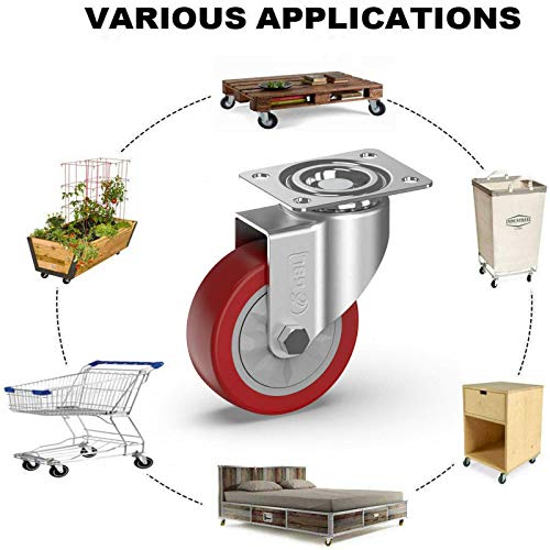 GBL - 4 Ruedas para Muebles + Tornillos 600KG | 100mm Ruedas Giratorias, Rueda Pivotantes, Ruedas Sin Freno Industrial Con Placa de Montaje