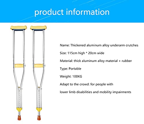 GDEVNSL Muletas, muletas Debajo de los Brazos telescópicos Regulables en Altura Antideslizantes fracturas de Aluminio y Bastones para discapacitados, Yel