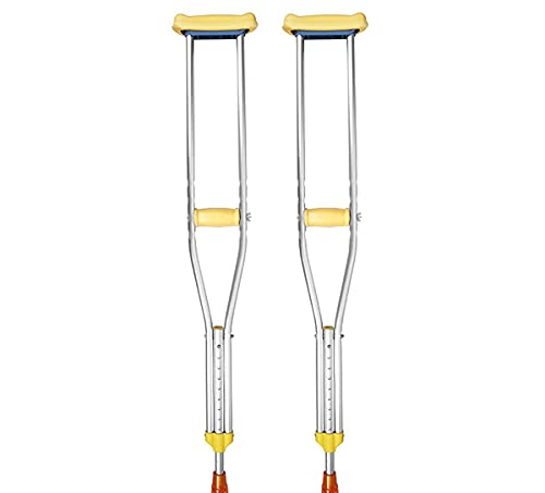 GDEVNSL Muletas, muletas Debajo de los Brazos telescópicos Regulables en Altura Antideslizantes fracturas de Aluminio y Bastones para discapacitados, Yel