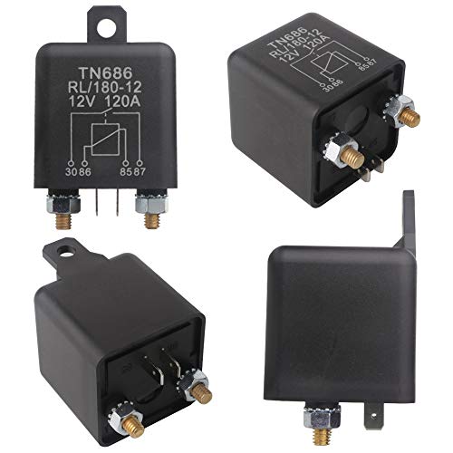 Gebildet 1 Pieza 12VDC 120A Trabajo Pesado Relés para Coche Barco Camión Motor Automoción de Arranque RL/180-12, 4 Pin SPST con 2 Huella + 2 Borne de Contacto