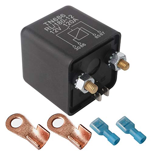 Gebildet 1 Pieza 12VDC 120A Trabajo Pesado Relés para Coche Barco Camión Motor Automoción de Arranque RL/180-12, 4 Pin SPST con 2 Huella + 2 Borne de Contacto