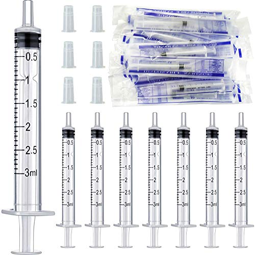 Gebildet 40pcs 3ml Esteril Jeringa de Plastico(Sin Aguja) con Tapa, Jeringa Desechable, para Alimentar Alimentos o Medicinas a su Mascota, Perfumes, Lubricantes,Sellantes etc