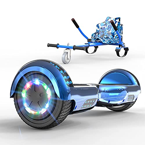 GeekMe Patinete Eléctrico 6.5" con Hoverkart Self Balance Scooter Las Ruedas LED Luces, Scooter eléctrico con Bluetooth Dual Motor 700W