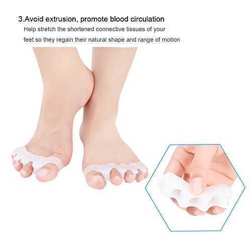 Gel Correctores de Dedos de Pie, Bestrice Separador de Toe Espaciadores de Goma del Dedo Dolor Alivio Usadas para Deportes Actividades, Yoga Práctica y  Férulas para Juanetes (1 Par)