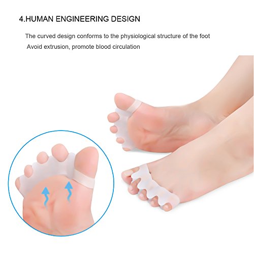 Gel Correctores de Dedos de Pie, Bestrice Separador de Toe Espaciadores de Goma del Dedo Dolor Alivio Usadas para Deportes Actividades, Yoga Práctica y  Férulas para Juanetes (1 Par)