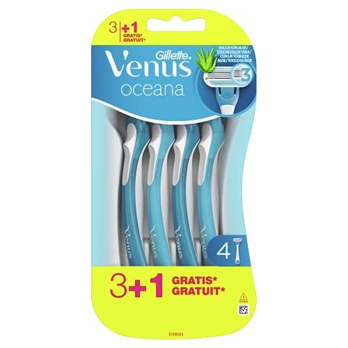 Gillette Venus Oceana Maquinilla de Afeitar Desechables Mujer, Paquete de 4 Cuchillas de Afeitar