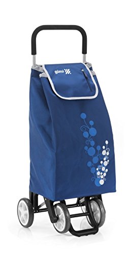 Gimi Twin - Carro de la compra, con 4 ruedas, bolsa impermeable de poliéster, capacidad de 56 litros, azul, 40 x 53 x 92 cm