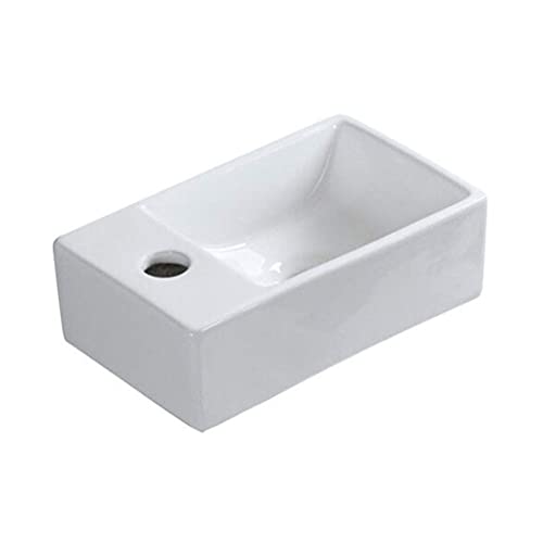 Gimify Lavabo Pequeño Pared Mini Lavamanos Baño Cerámico Blanco, 300x185x90mm