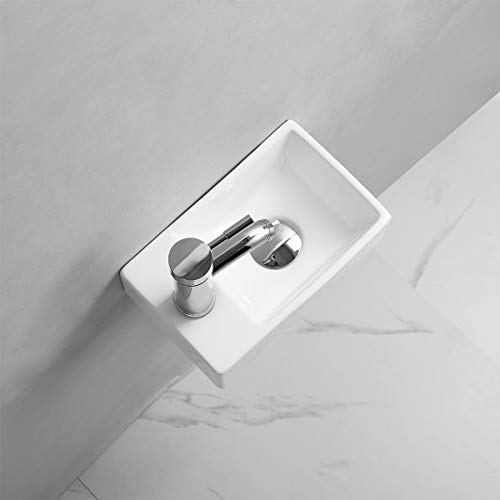 Gimify Lavabo Pequeño Pared Mini Lavamanos Baño Cerámico Blanco, 300x185x90mm