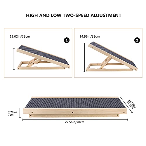 GJCrafts Rampas para Mascotas de Alturas Ajustables Rampa portátil Plegable Rampa de Madera Antideslizante para Mascotas Soporta hasta 110 Libras para Coches, SUV, Cama y sofá