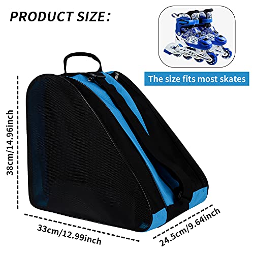 GLAITC Bolsa de Patinaje sobre Ruedas,Bolsa de Patinaje sobre Hielo Unisex con Correa de Hombro Ajustable Bolsa de Almacenamiento de Tela Oxford para Patines para Mujeres, Hombres, niños Blue