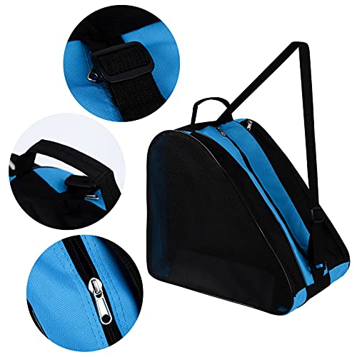 GLAITC Bolsa de Patinaje sobre Ruedas,Bolsa de Patinaje sobre Hielo Unisex con Correa de Hombro Ajustable Bolsa de Almacenamiento de Tela Oxford para Patines para Mujeres, Hombres, niños Blue