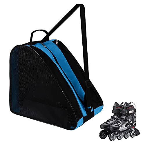 GLAITC Bolsa de Patinaje sobre Ruedas,Bolsa de Patinaje sobre Hielo Unisex con Correa de Hombro Ajustable Bolsa de Almacenamiento de Tela Oxford para Patines para Mujeres, Hombres, niños Blue