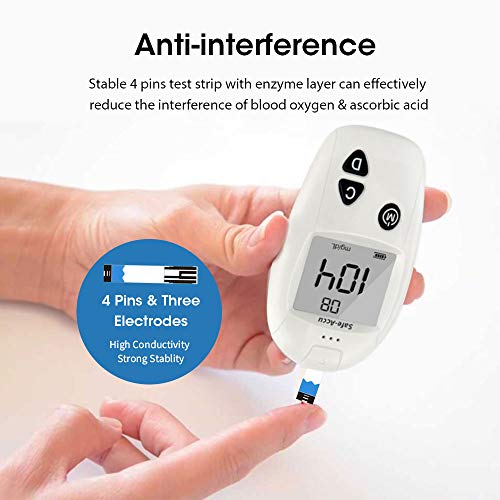 Glucosa en sangre kit de Safe Accu control de la diabetes kit de prueba de azúcar en sangre kit Pack 50 tiras para diabéticos-en mg/dL