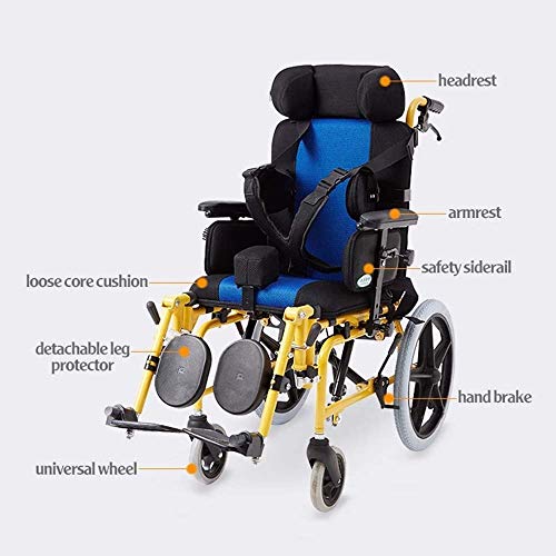 GLXLSBZ Ligero Plegable Silla de Ruedas para niños Conducir Parálisis Cerebral Silla de Ruedas para niños Coche Multifuncional Discapacitado Ch (Regalos Ancianos)