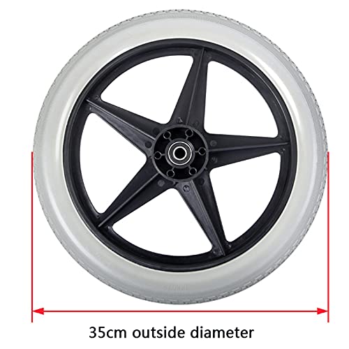 GO2030 Rueda Trasera De 14 Pulgadas De Neumático Sólido, Sin Necesidad De Inflar, Una Banda De Rodadura Firme For Un Rodamiento Más Fácil, For Reemplazar Muchas Sillas De Ruedas Estándar