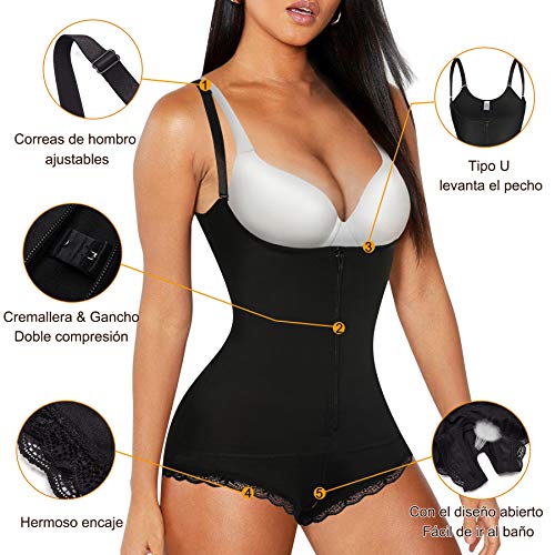 Gotoly Bodies Moldeadores para Mujer Corsé Underbust Lencería Moldeadora Shapewear de Control de Abdomen Bodysuit Posparto (Negro, M)