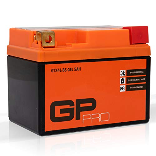 GP-PRO Batería de Gel 12V 5Ah GTX4L-BS (similar a YB4L-B / YTX5L-BS / YTX4L-BS)