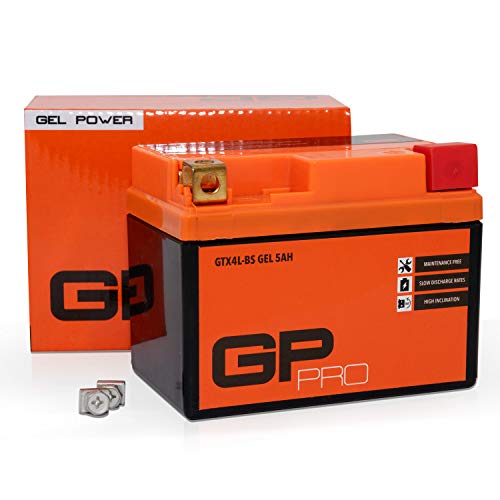 GP-PRO Batería de Gel 12V 5Ah GTX4L-BS (similar a YB4L-B / YTX5L-BS / YTX4L-BS)