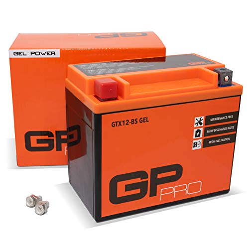 GP-PRO GTX12-BS 12V 10Ah GEL Batería de arranque (compatible con YTX12-BS / 51012) (Sin necesidad de mantenimiento/Sellado) Moto Acumulador