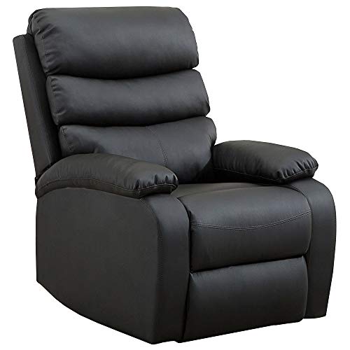 Gridinlux | Sillón Relax Masaje Extra acolchado Negro| Reclinable | 5 Modos | Función Calor Lumbar | 8 Motores | Mando de Control | 4 zonas de masaje | Polipiel