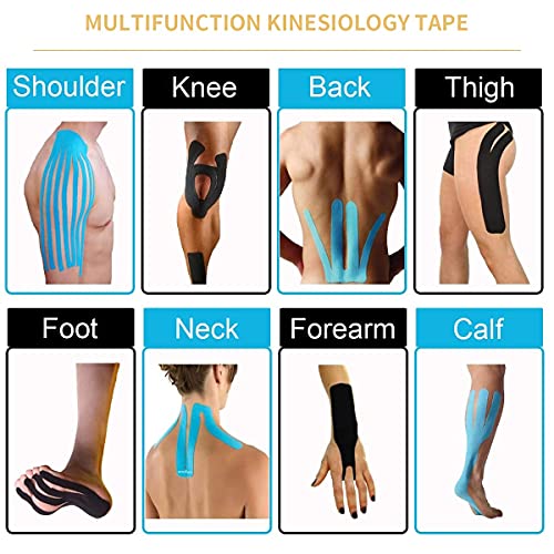 GSPCARE Cinta de Kinesiología, 5cm x 5m Sin Cortar Kinesiotape Vendaje Neuromuscular para Ejercicio, Impermeable sin Látex Cinta de Fisioterapia para la Recuperación de Rodilla, Hombro y Codo