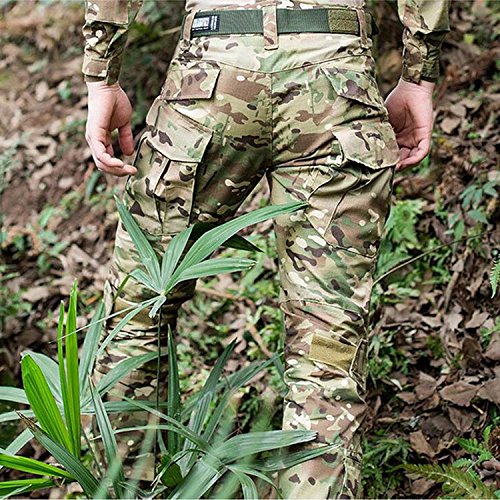 H Welt EU - Pantalones Militares del ejército táctico, para Airsoft o Paintball, Pantalones de Lucha para Hombre con Rodilleras, Color Multicámara, tamaño Medium