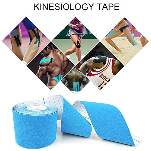 Hamkaw Kinesiology Tape, Cinta Kinesiología 5 m x 5 cm Kinesiotape Cinta quinesiológica para Cuello, Espalda, Muslos, Tobillos y Rodillas