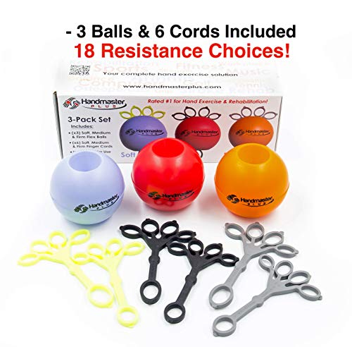 Handmaster Plus 3 Piece Physical Therapy Hand Exerciser (Colours May Vary) by Handmaster Plus