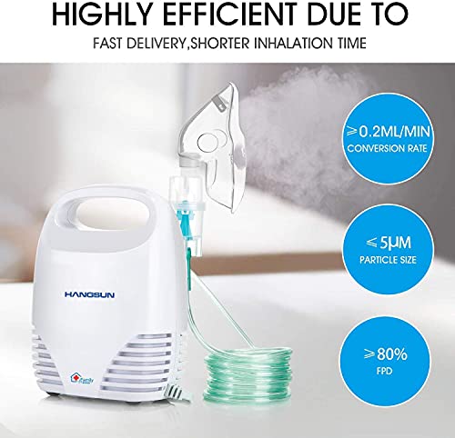 Hangsun Inhalador Nebulizador Electrico CN560 Nebulizador Bebe Adulto Para Inhalación De Medicamentos Líquidos (Blanco)