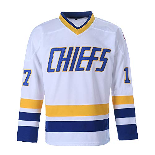 Hanson Brothers Charlestown Chiefs 16 Jack 17 Steve 18 - Camiseta de Hockey sobre Hielo - Blanco - XX-Large