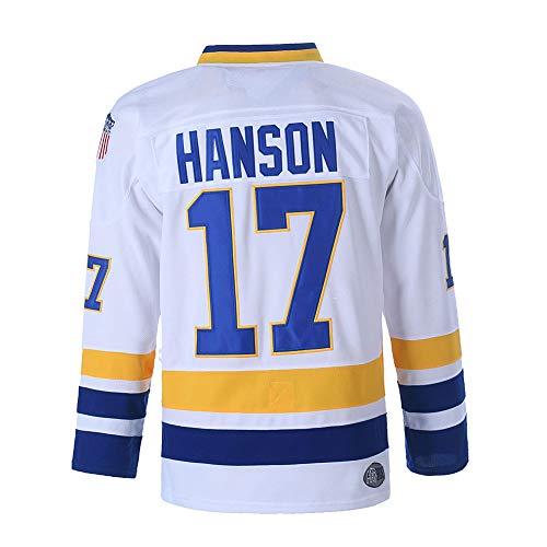 Hanson Brothers Charlestown Chiefs 16 Jack 17 Steve 18 - Camiseta de Hockey sobre Hielo - Blanco - XX-Large