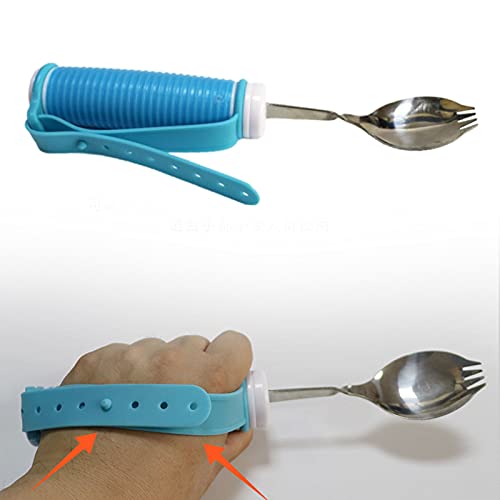 harayaa Cuchara de fácil agarre Tenedor Utensilios de cuidado Cuchara giratoria 360 Anti-Shake Comida de acero inoxidable para temblores Discapacitados