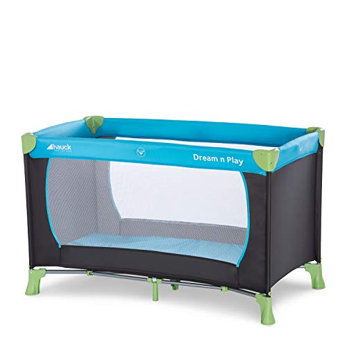 Hauck Cuna de Viaje Dream N Play, para Bebes y Niños de Nacimiento hasta 15 kg, 120 x 60 cm, Plegable, Compacta, Ligera, Incluido Bolsa de Transporte, Azul