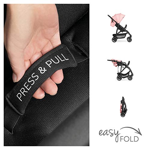 Hauck Rapid 4R Plus Silla Paseo De Hasta 25 Kg, Respaldo Reclinable Desde El Nacimiento, Capota Xl Con Upf 50+, Manillar Regulable Con Portavasos, Plegado Con Una Mano, Cesta De La Compra Grande- Rosa