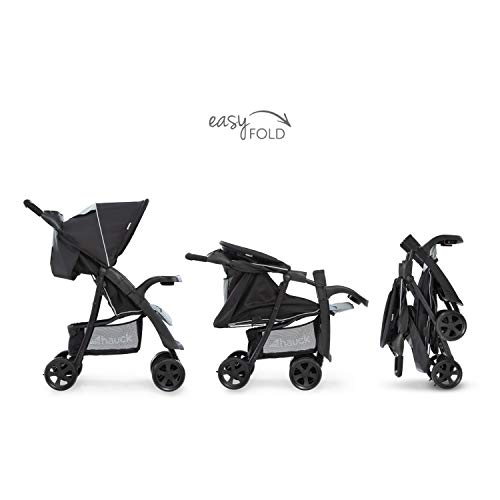 Hauck Shopper Neo II - Silla de paseo con respaldo reclinable, de 0 meses a 25 kg, plegado fácil y compacto, plegable con una mano, ligera, con botellero, negro gris