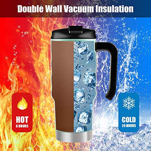 HAUSHOF Botella de Agua 700 ml / 24 oz, Vaso Termico Café, Termo Taza Termica de doble pared, Vaso de Viaje de Acero Inoxidable, Mantiene 24 horas frías y 6 horas calientes, sin BPA